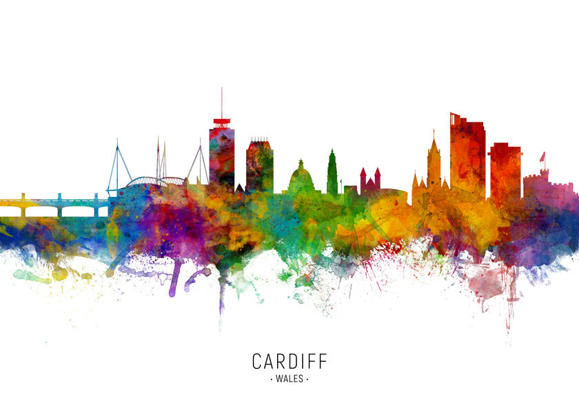 Obraz města Cardiff akvarel multicolor