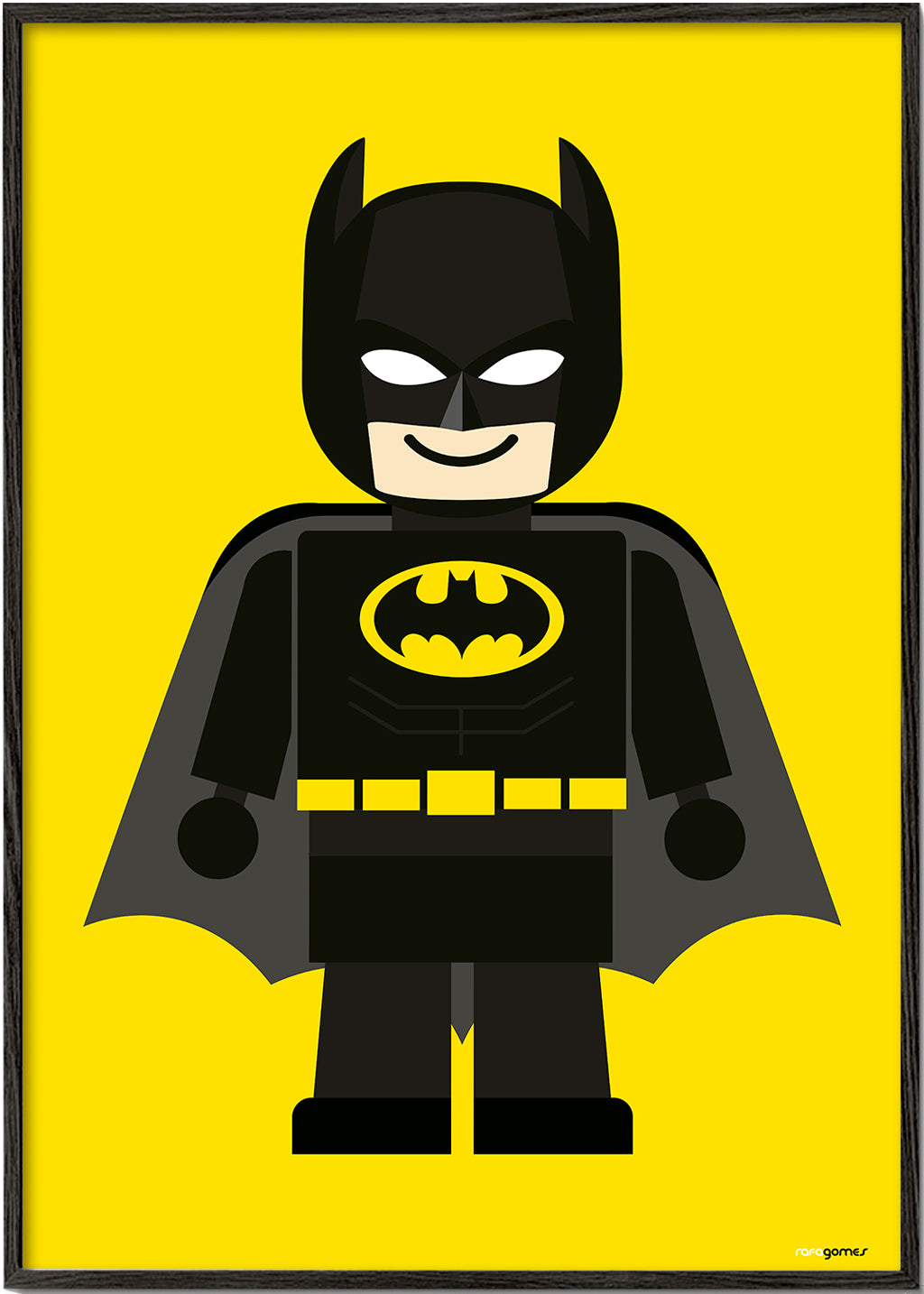 Dětský plakát Batman hračka na žlutém pozadí
