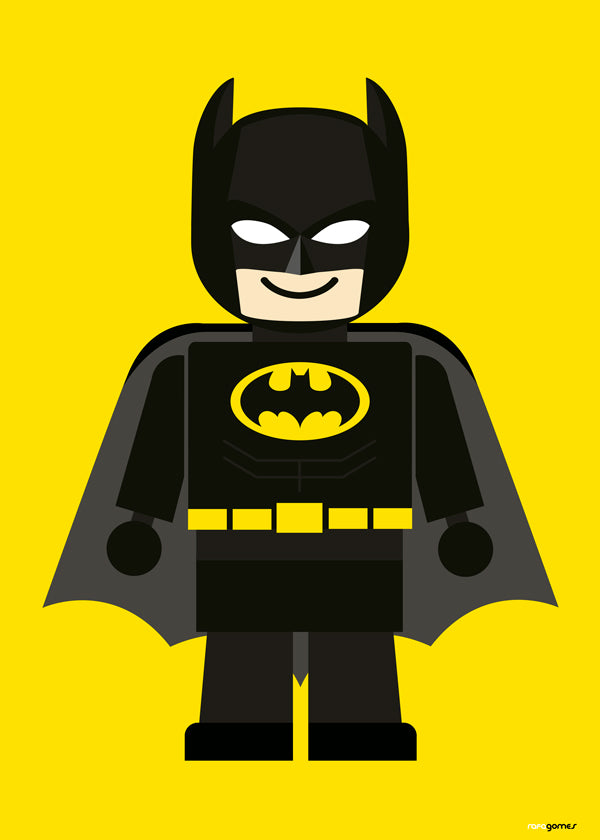 Dětský plakát Batman hračka na žlutém pozadí