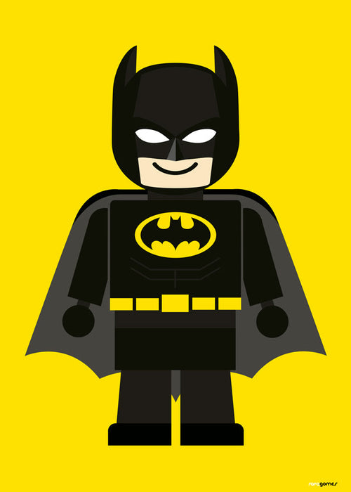 Dětský plakát Batman hračka na žlutém pozadí