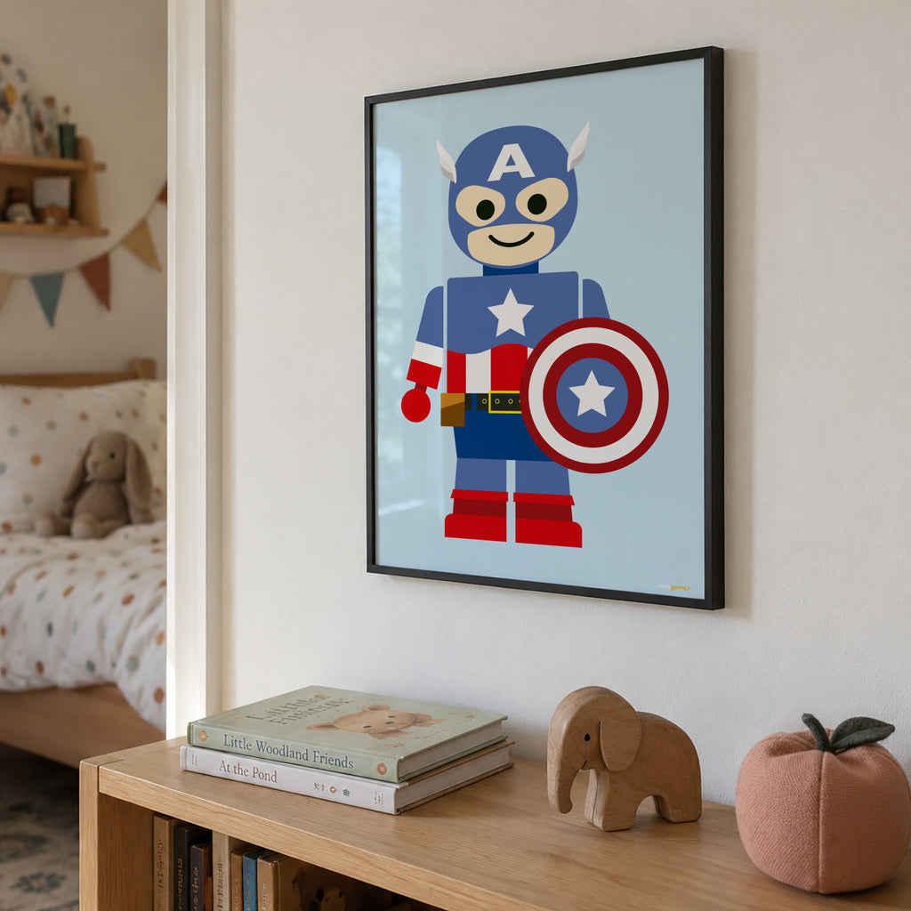 Toy Captain America - Framed poster in an interior