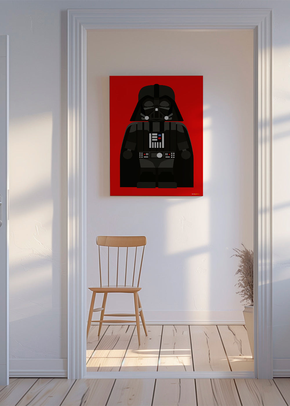 Dětský plakát Darth Vader na červeném pozadí