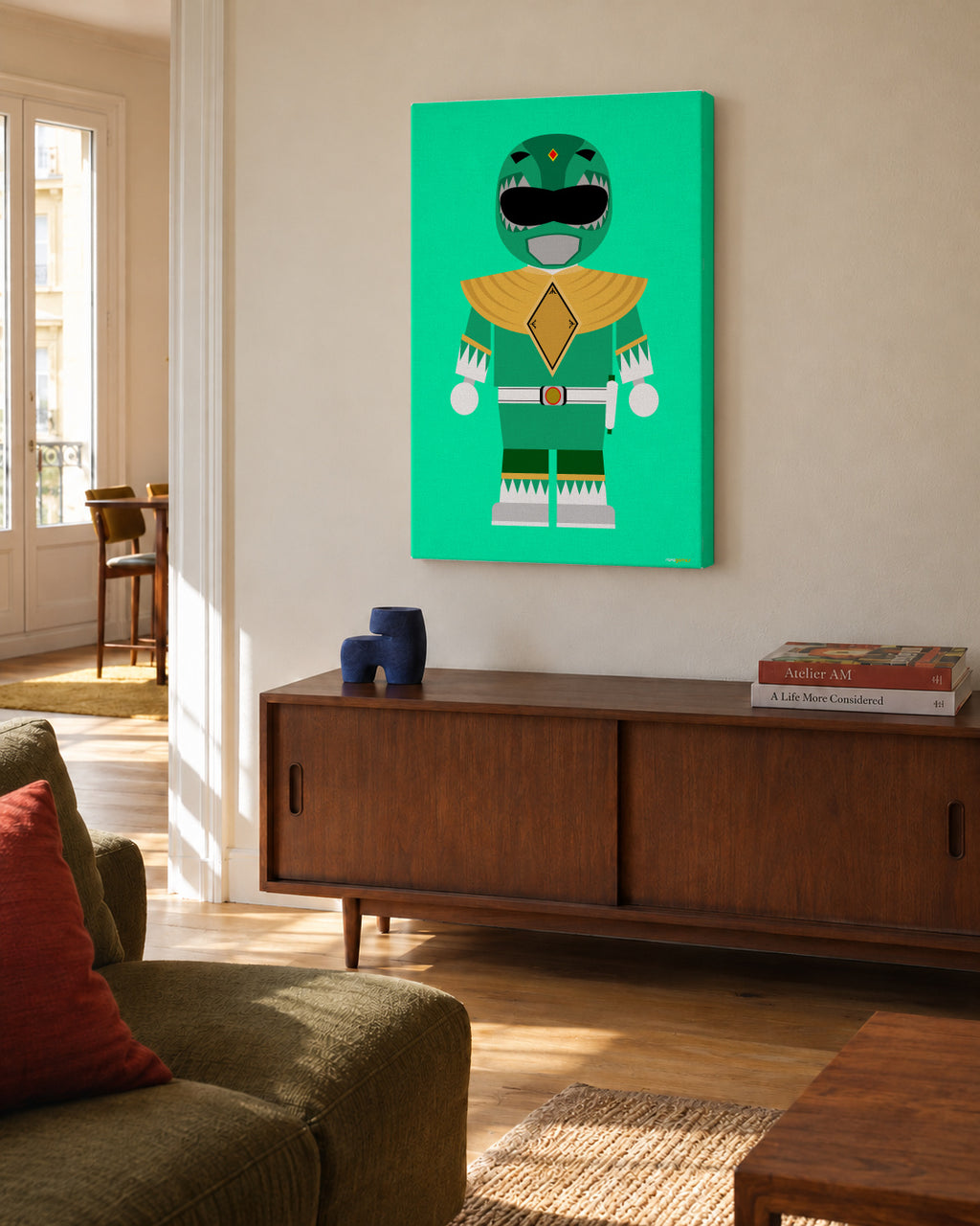 Toy Power Ranger Green - Unframed canvas in an interior