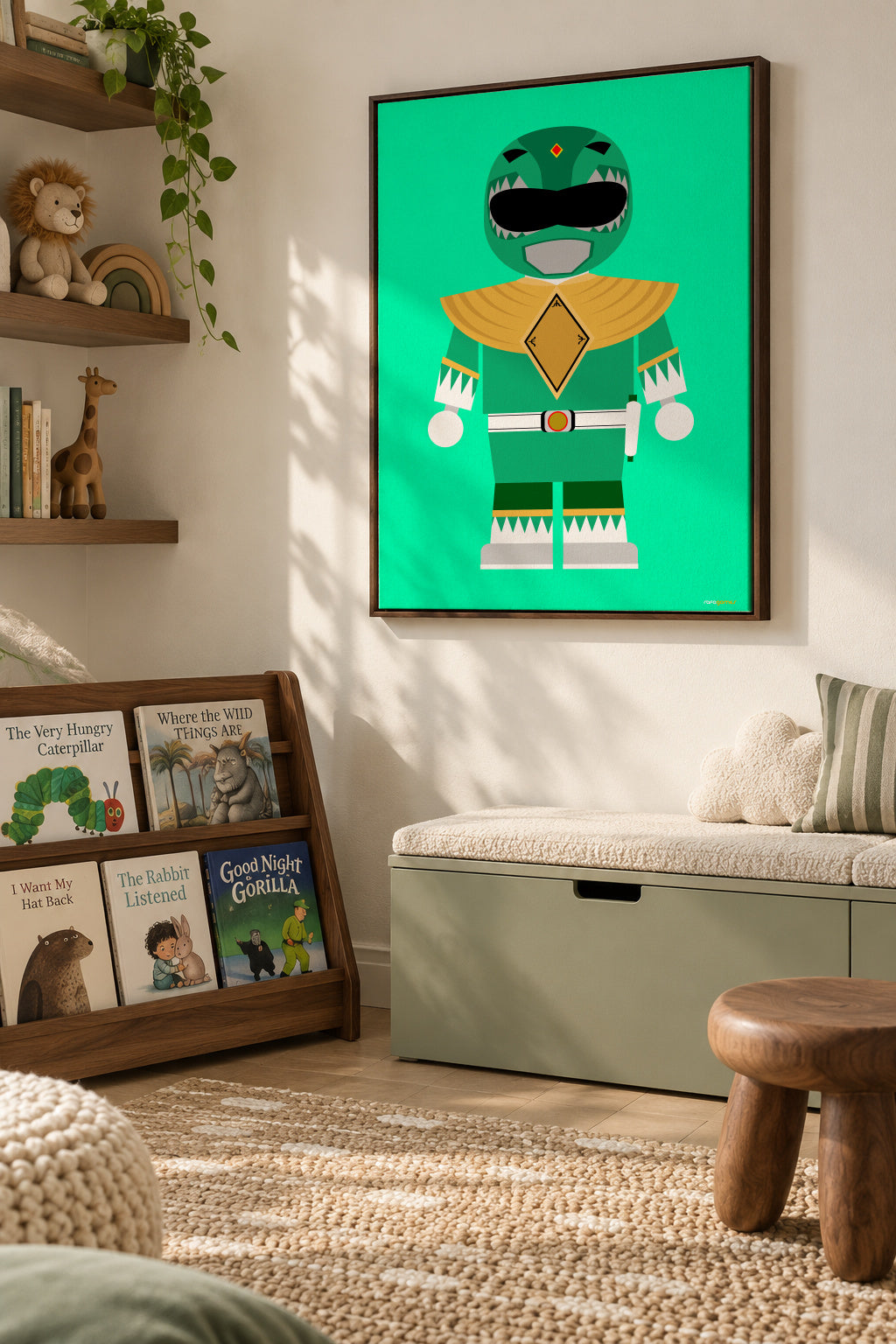 Toy Power Ranger Green - Framed canvas in an interior