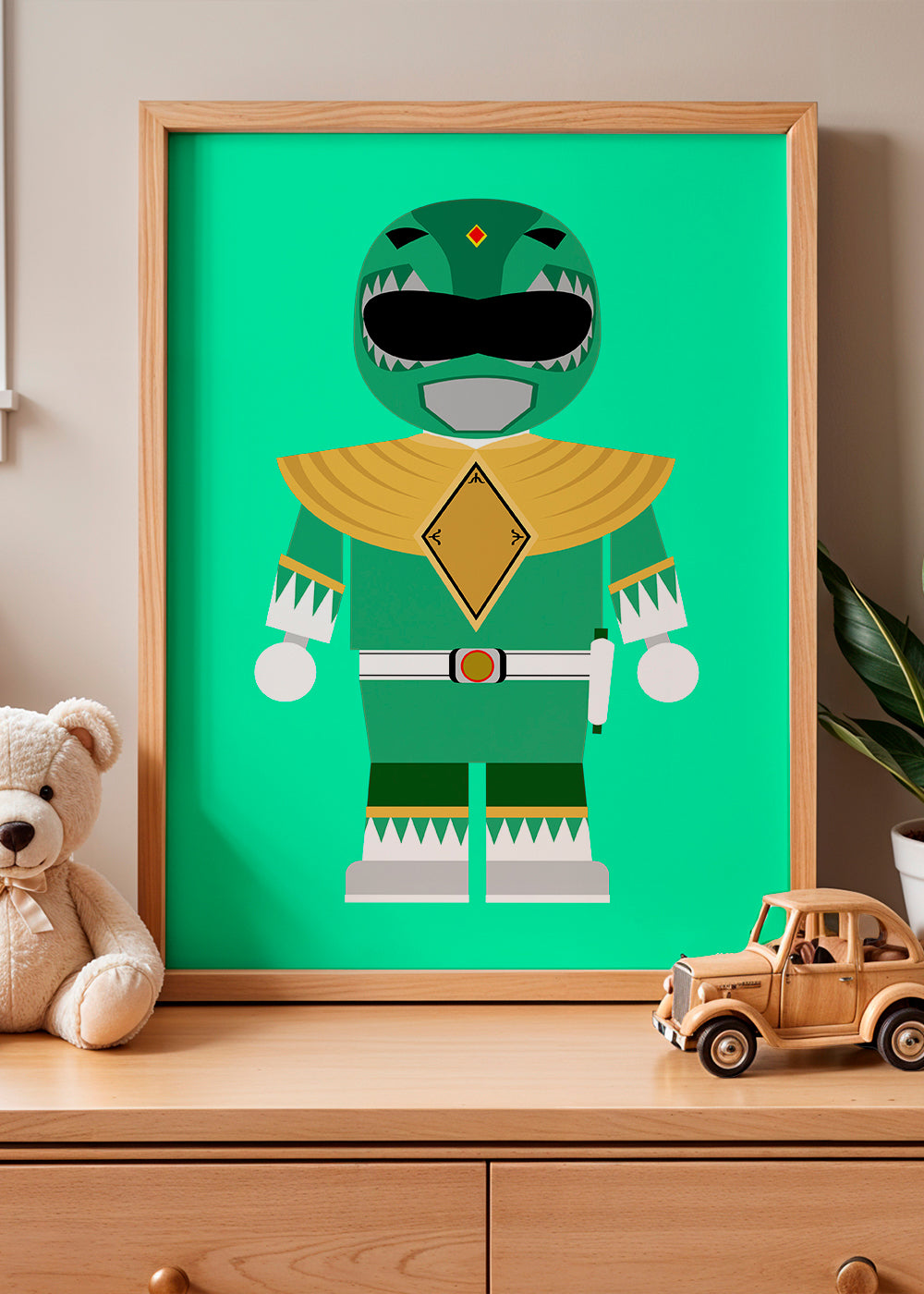 Dětský plakát Zelený Power Ranger hračka