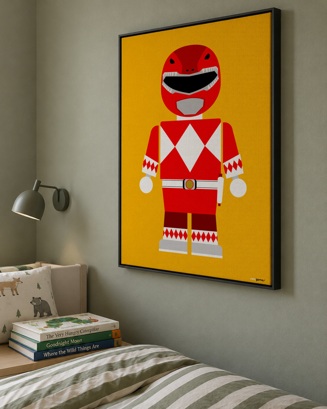 Toy Power Ranger Red - Framed canvas in an interior
