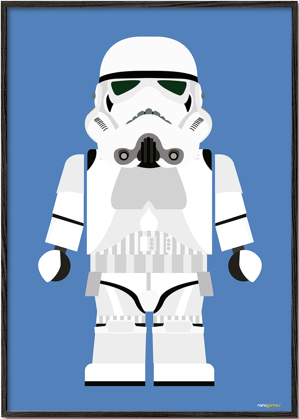 Dětský plakát Stormtrooper hračka na modrém pozadí