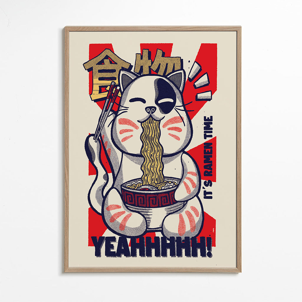 Obraz do kuchyně: ilustrovaná ramen kočka