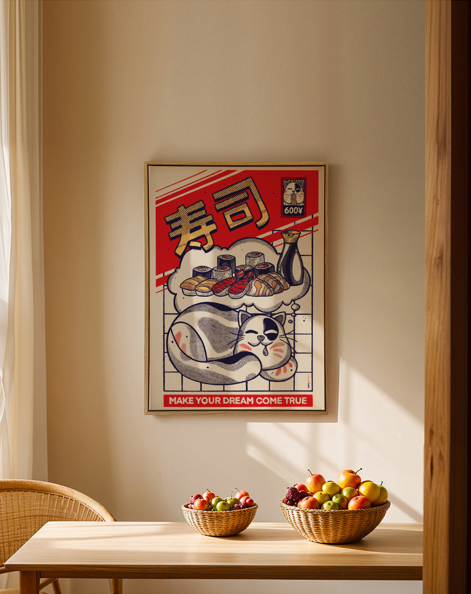 Dreamin About Sushi - Framed canvas in an interior