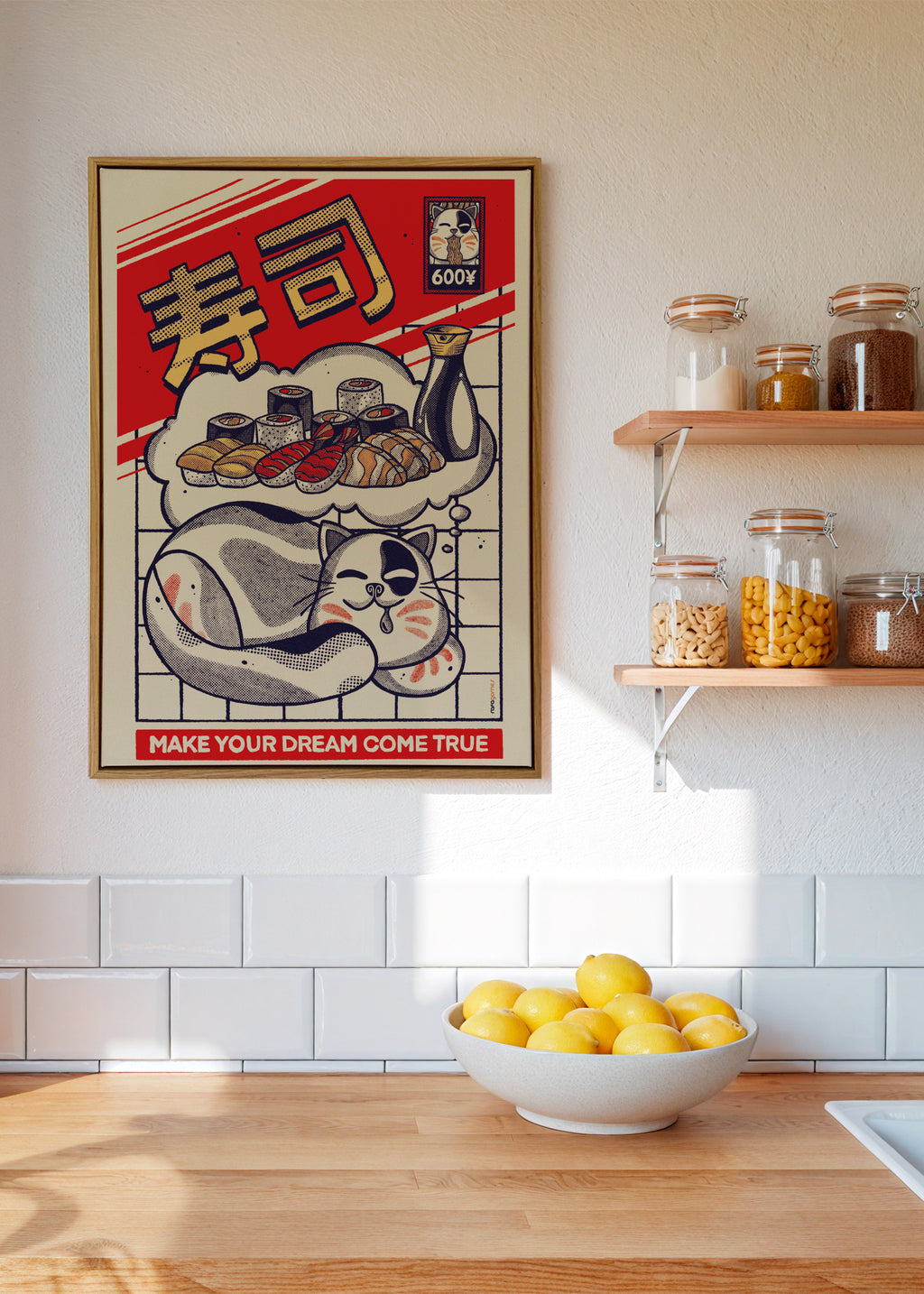 Dreamin About Sushi - Framed canvas in an interior