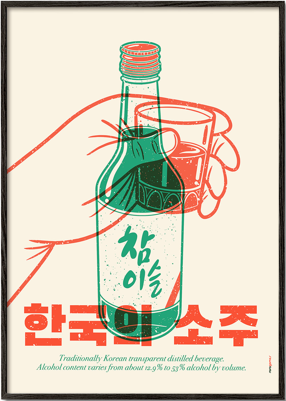 Obraz do kuchyně s ilustrovanou lahví soju