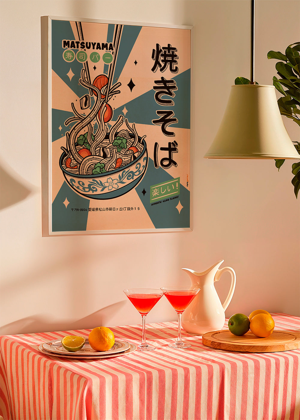 Obraz do kuchyně: yakisoba ilustrace ve vintage stylu