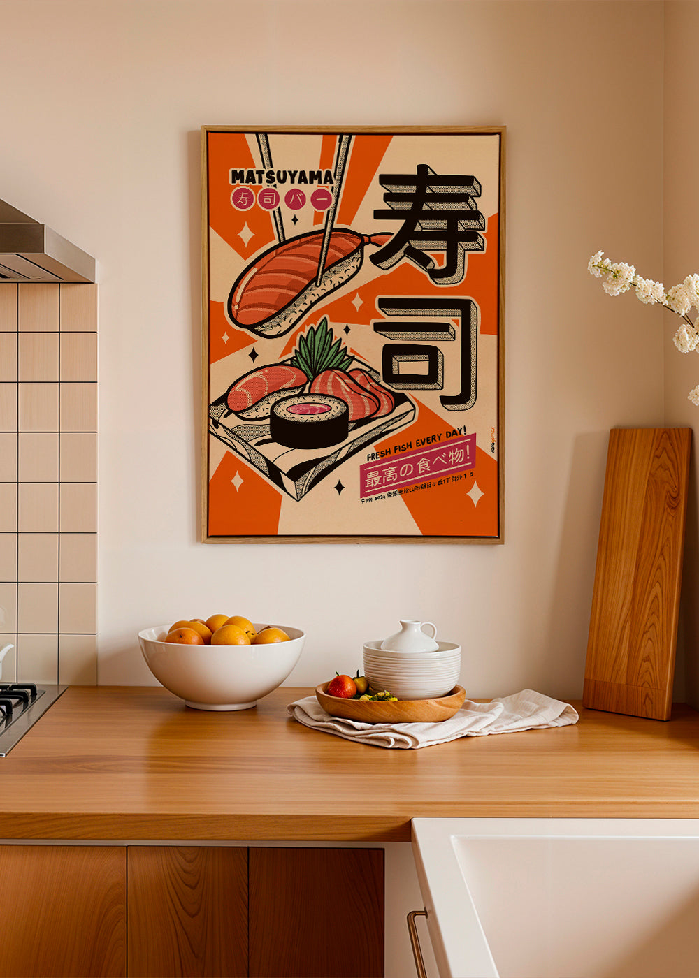 Obraz do kuchyně Sushi retro plakát