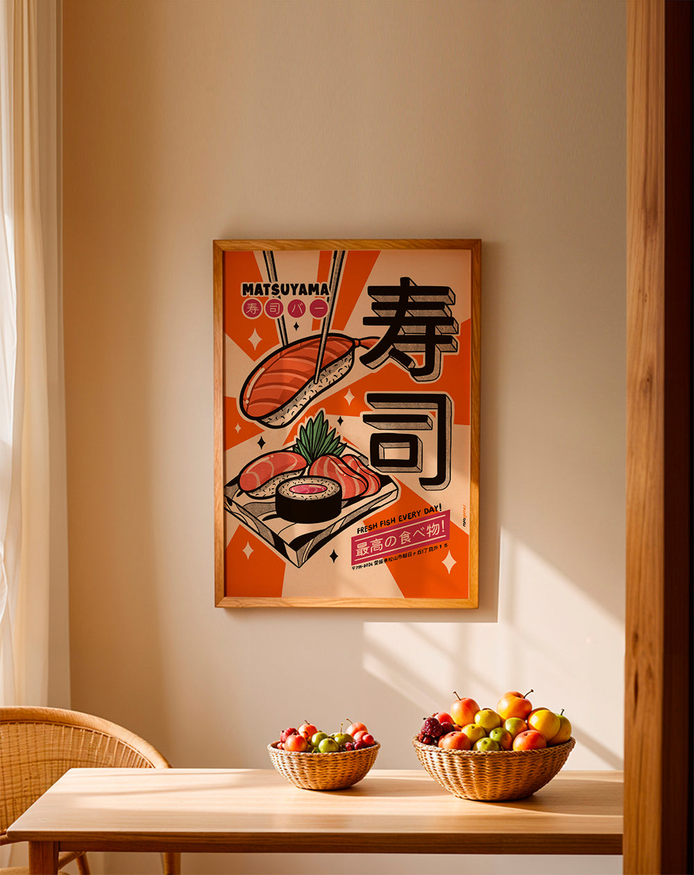 Obraz do kuchyně Sushi retro plakát