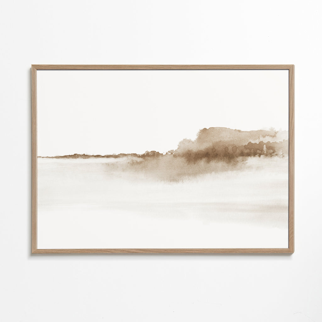 Akvarel krajina sepiová minimal