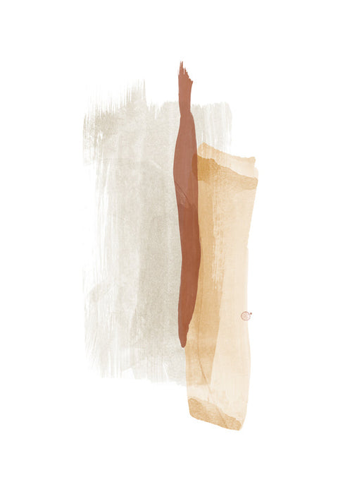 Abstraktní obraz s teplými tahy vertikálně