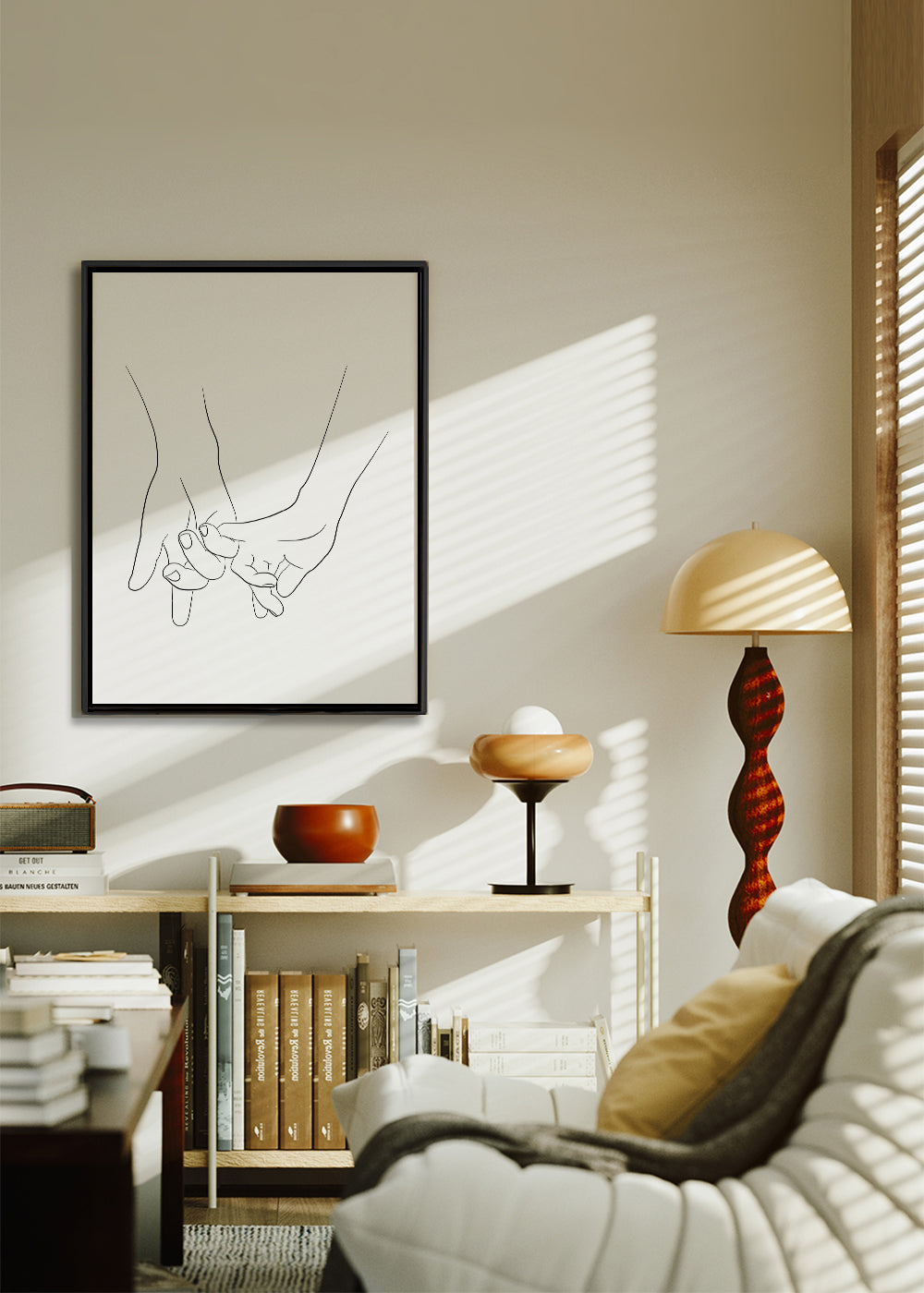 Ilustrace propletených rukou minimal