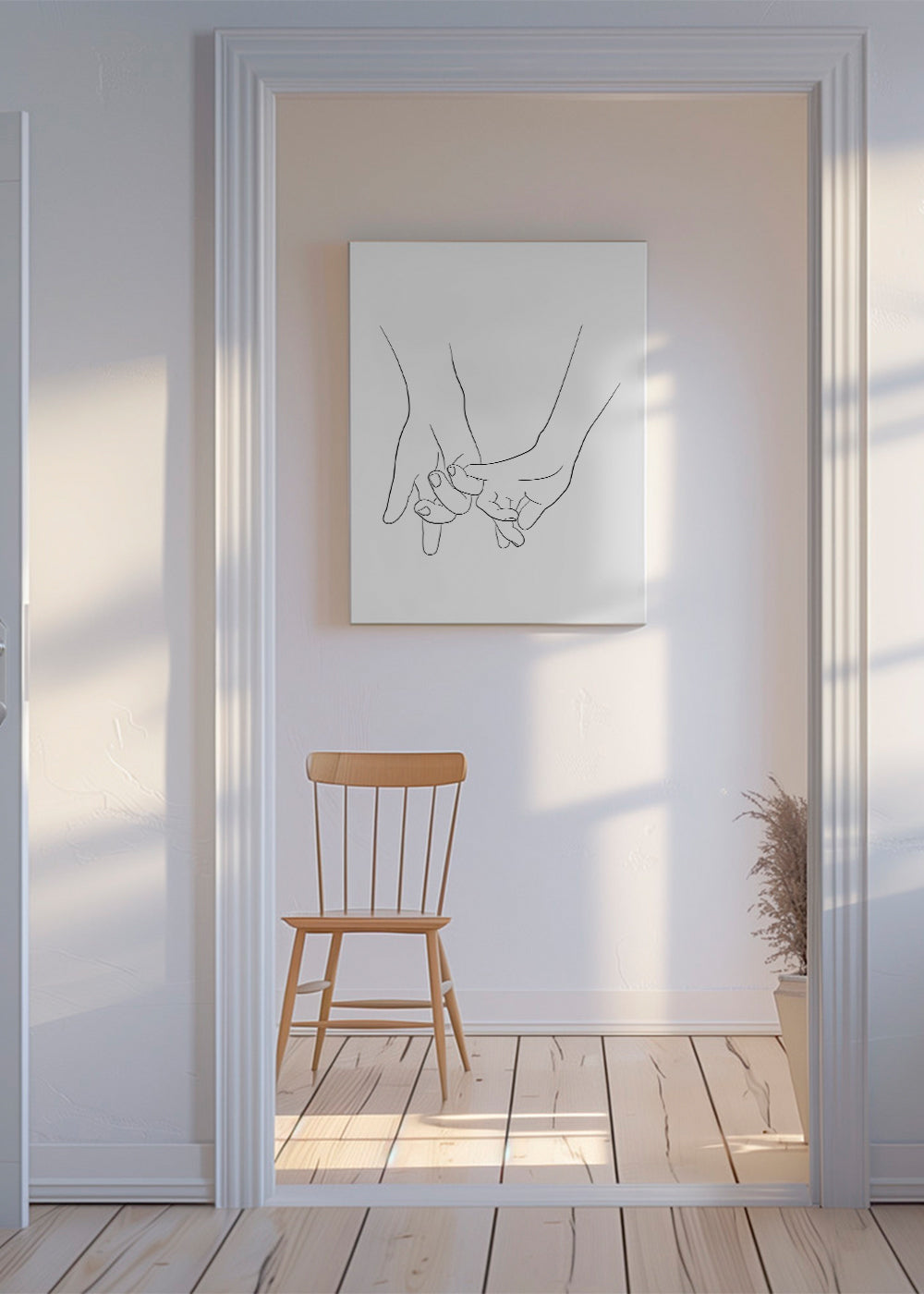 Ilustrace propletených rukou minimal