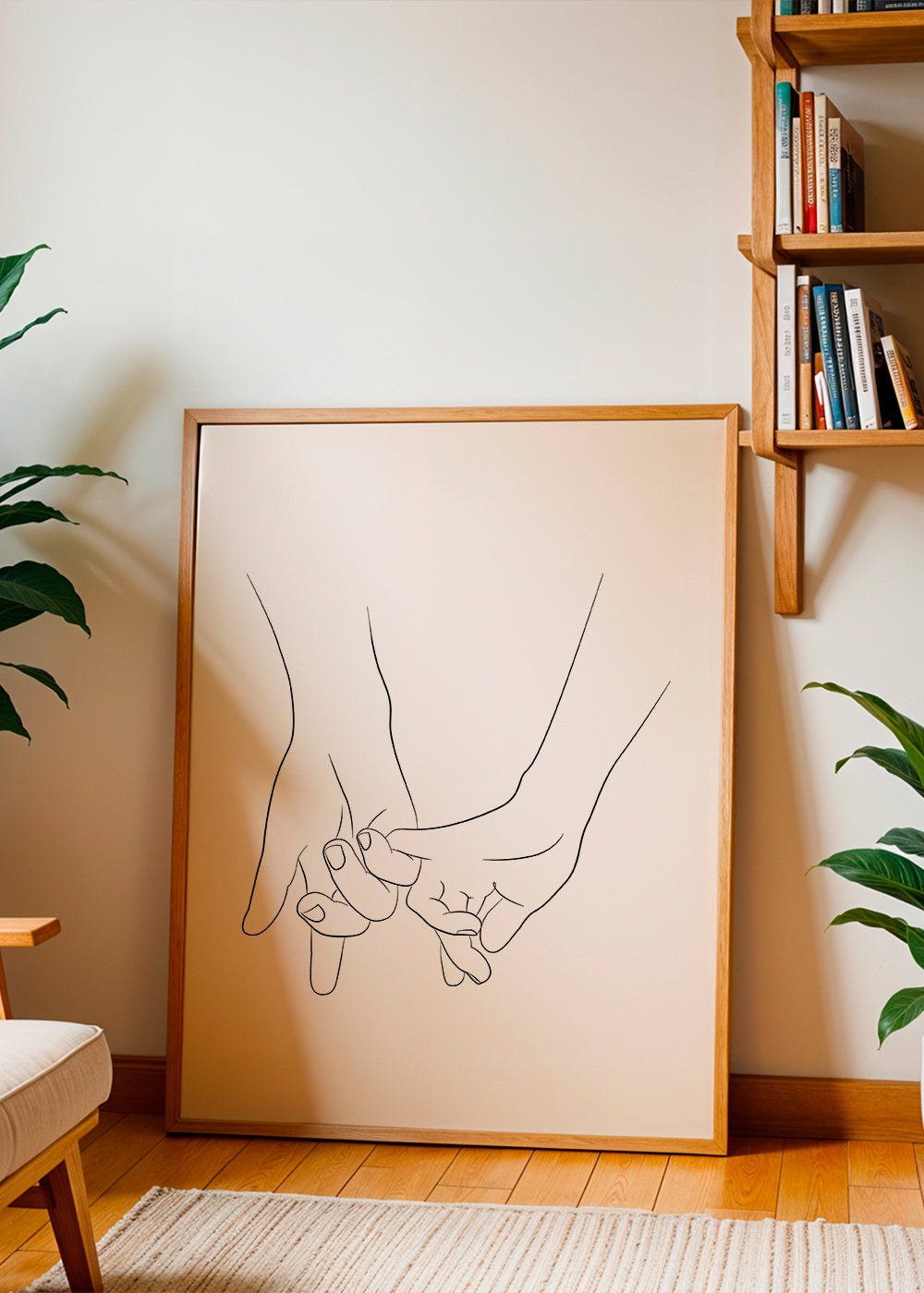 Ilustrace propletených rukou minimal