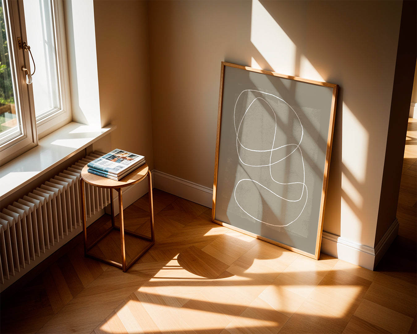 Minimalistický obraz s bílou linií