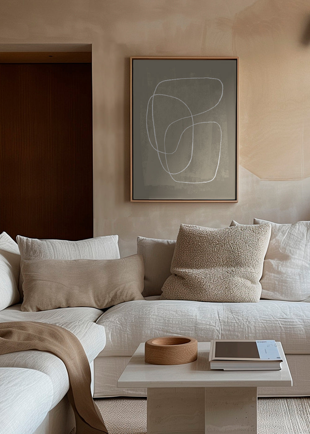 Minimalistický design organické čáry béžová