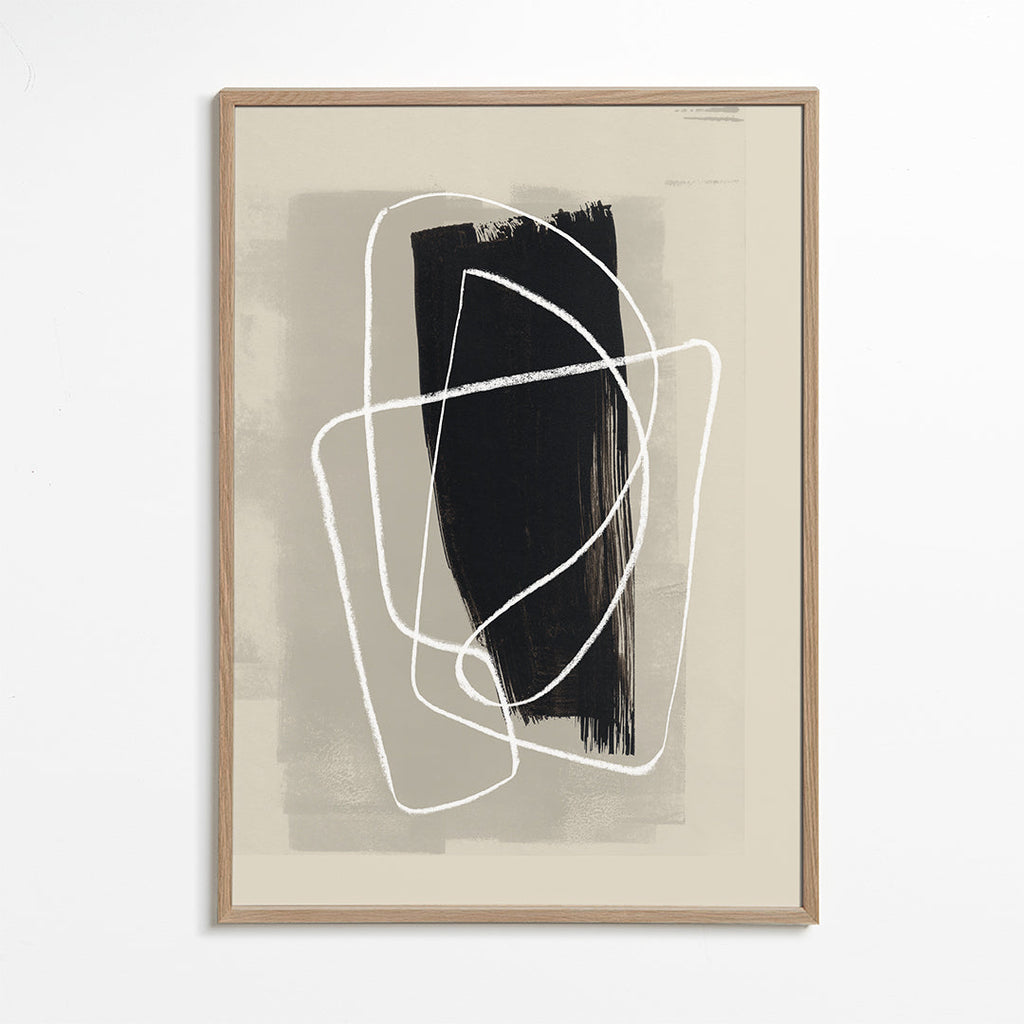 Abstraktní obraz černý tah a bílé čáry