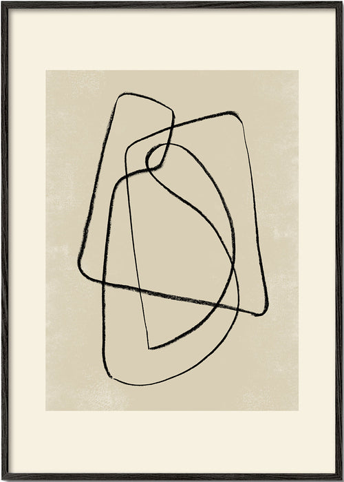 Minimalistický obraz černé tahy na béžovém