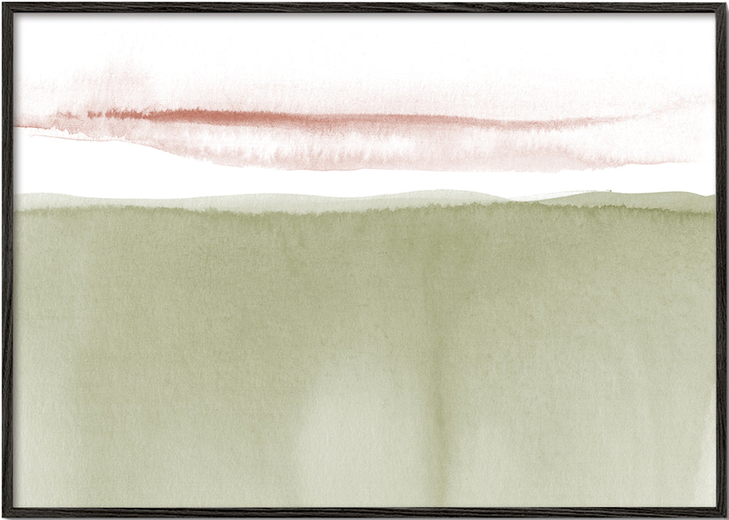 Krajina akvarel olivová minimal