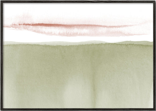 Krajina akvarel olivová minimal