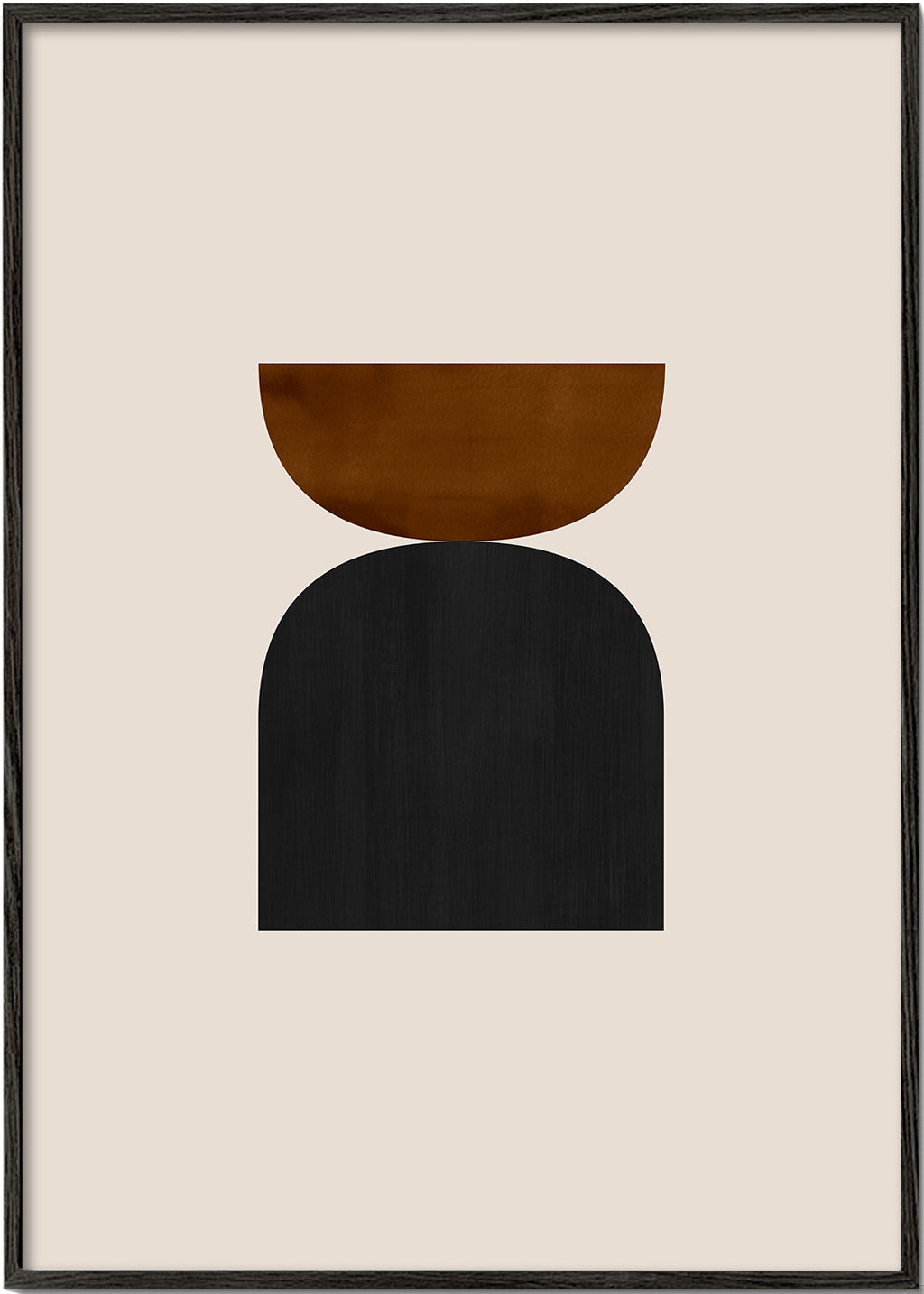 Geometrický obraz s minimalistickými hnědými a černými tvary