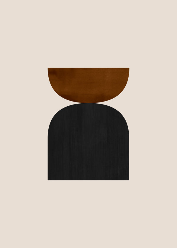 Geometrický obraz s minimalistickými hnědými a černými tvary