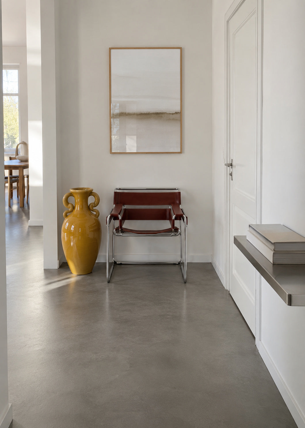 Watercolor landscape N 47 Beige tones 1/2 - Framed poster in an interior