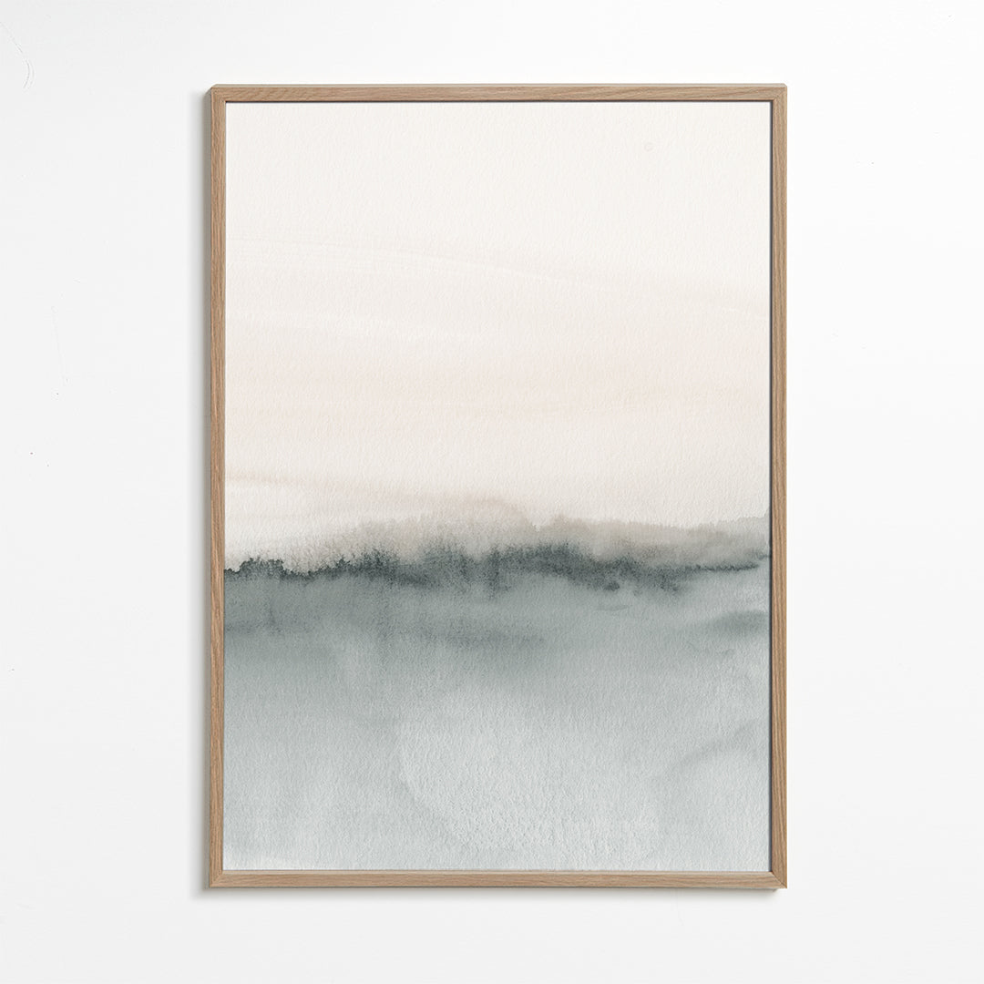 Minimalistická akvarelová krajina v šedi
