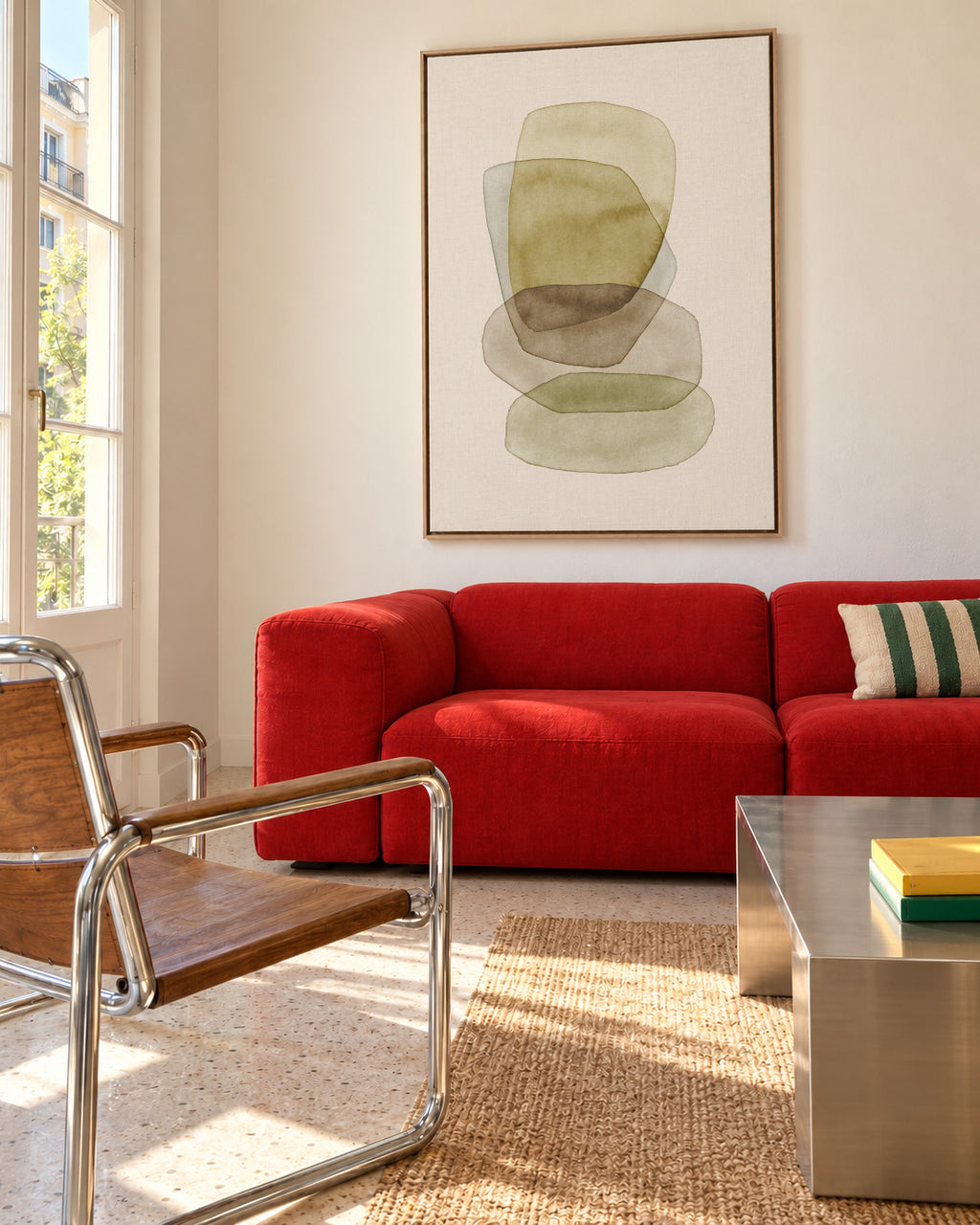 Watercolor abstraction 1 - Framed canvas in an interior