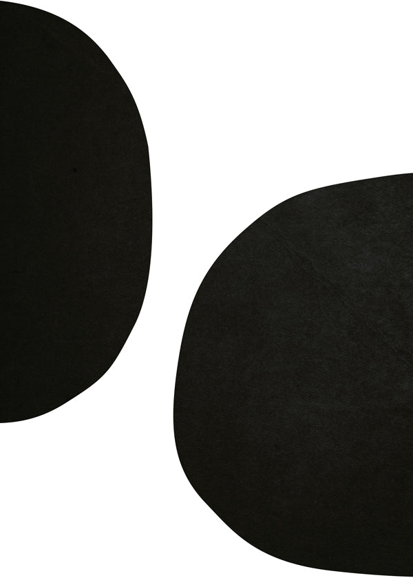 Minimalistický design s organickými černými tvary