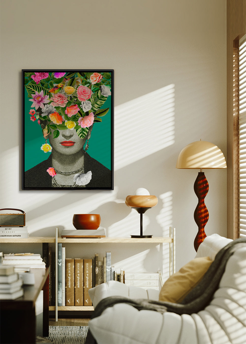 Ilustrace portrét s květinovou korunou