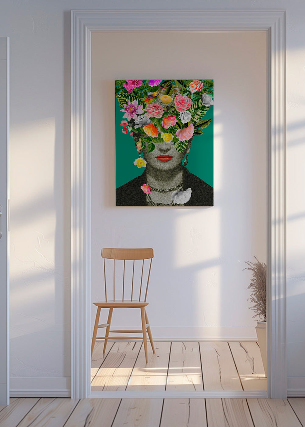 Ilustrace portrét s květinovou korunou