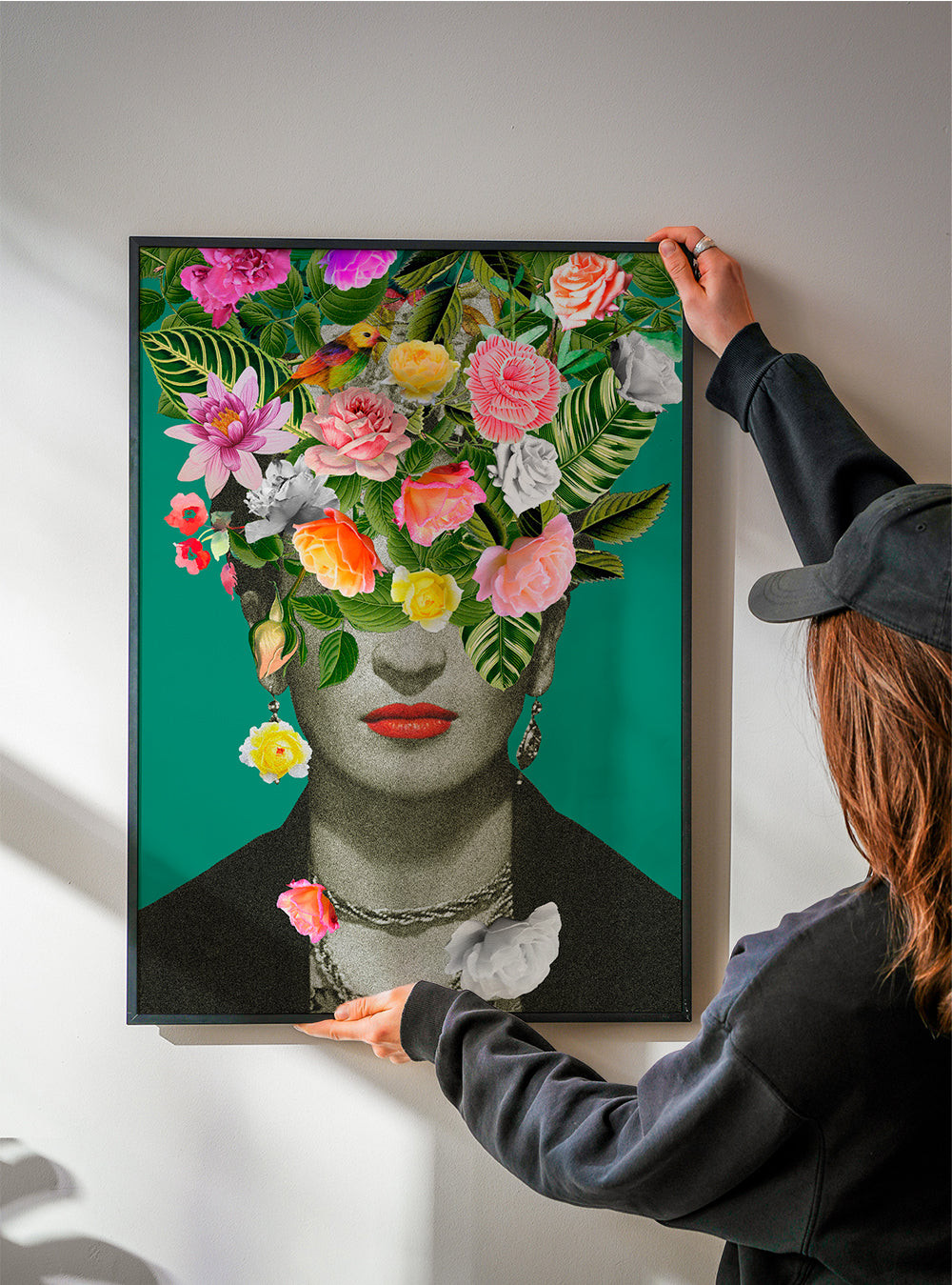 Ilustrace portrét s květinovou korunou