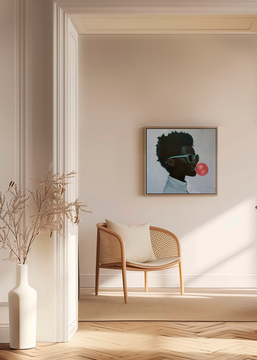 Ilustrace profilu s bublinou žvýkačky