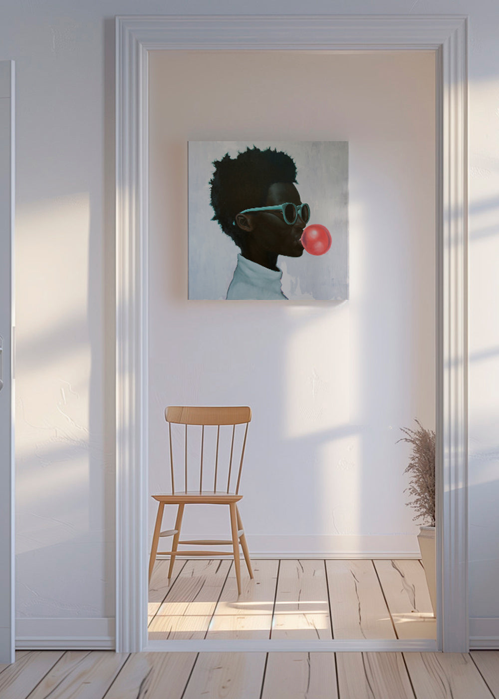 Ilustrace profilu s bublinou žvýkačky