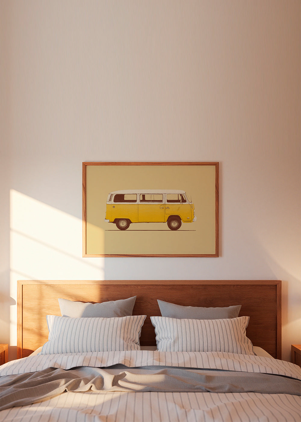 Ilustrace žlutý vůz retro