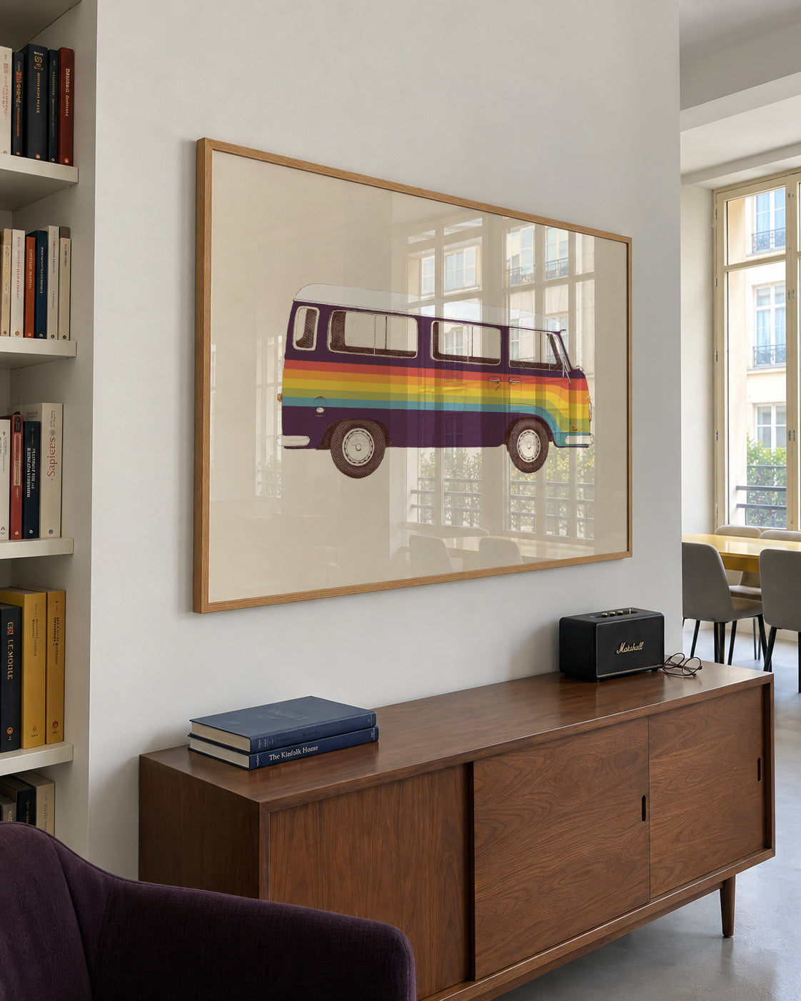 Rainbow Van - Framed poster in an interior
