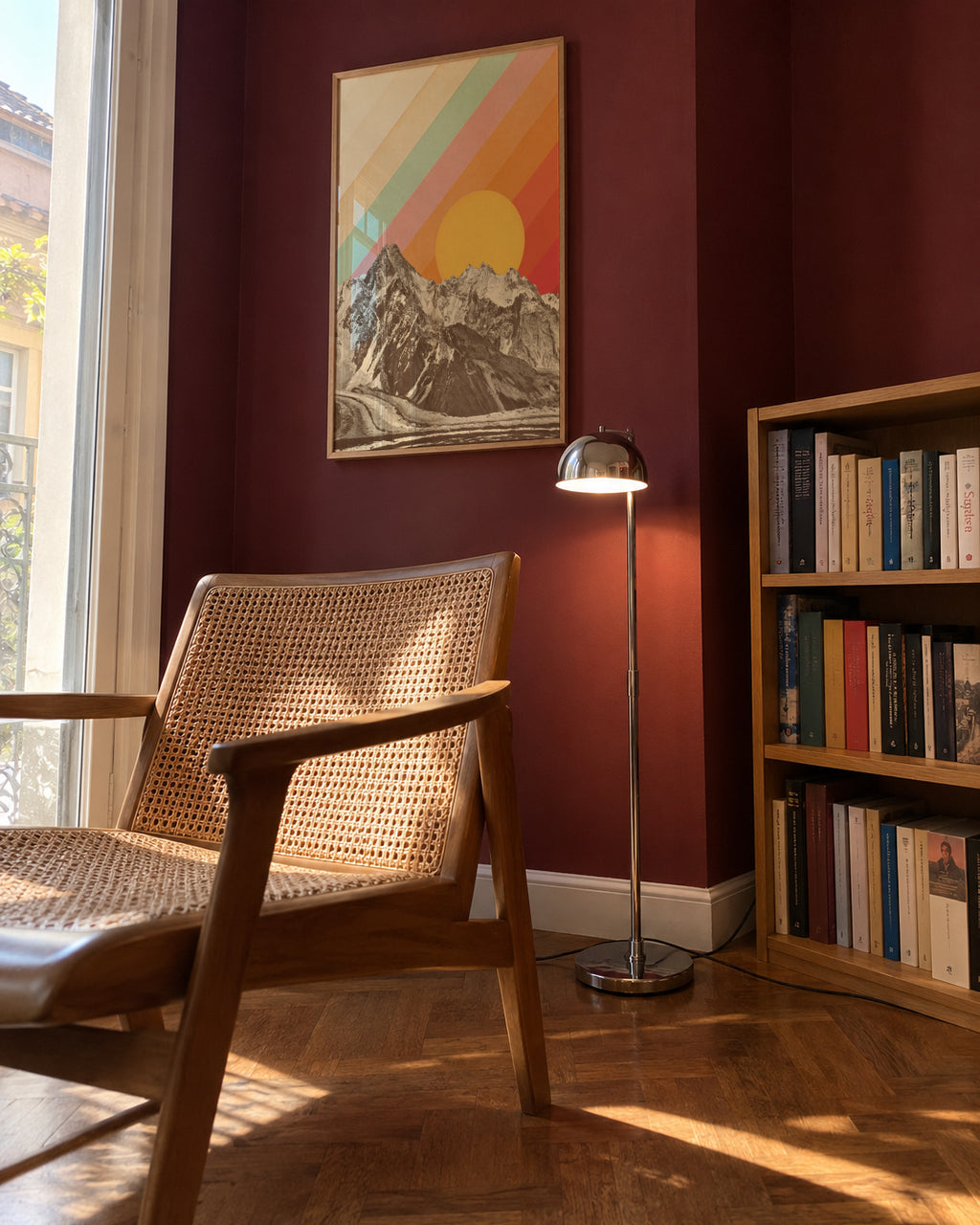 Mountainscape 1 - Framed poster in an interior