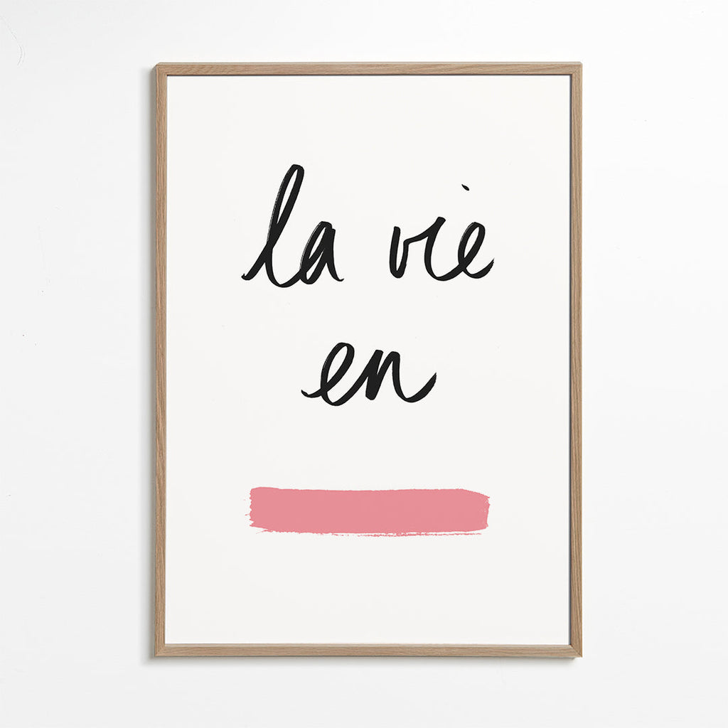 Ilustrace La vie en s růžovým tahem