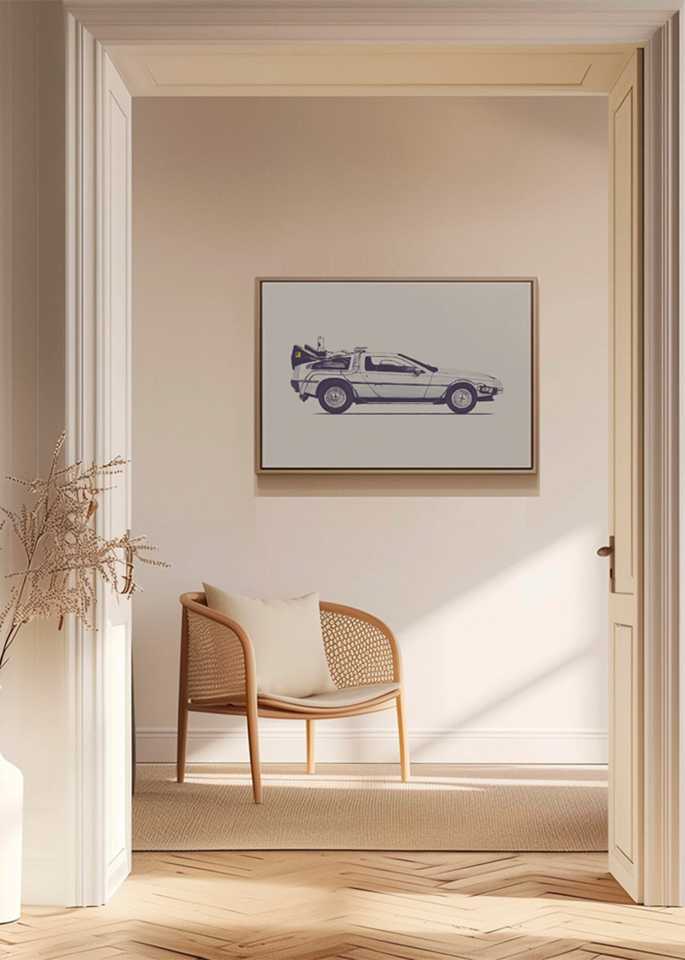 Vintage obraz auto DeLorean z boku