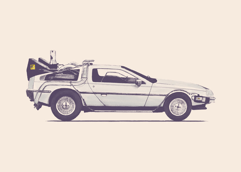 Vintage obraz auto DeLorean z boku