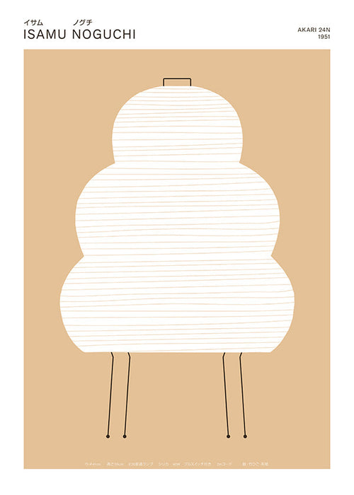 Ilustrace Noguchi Akari v minimalistických liniích