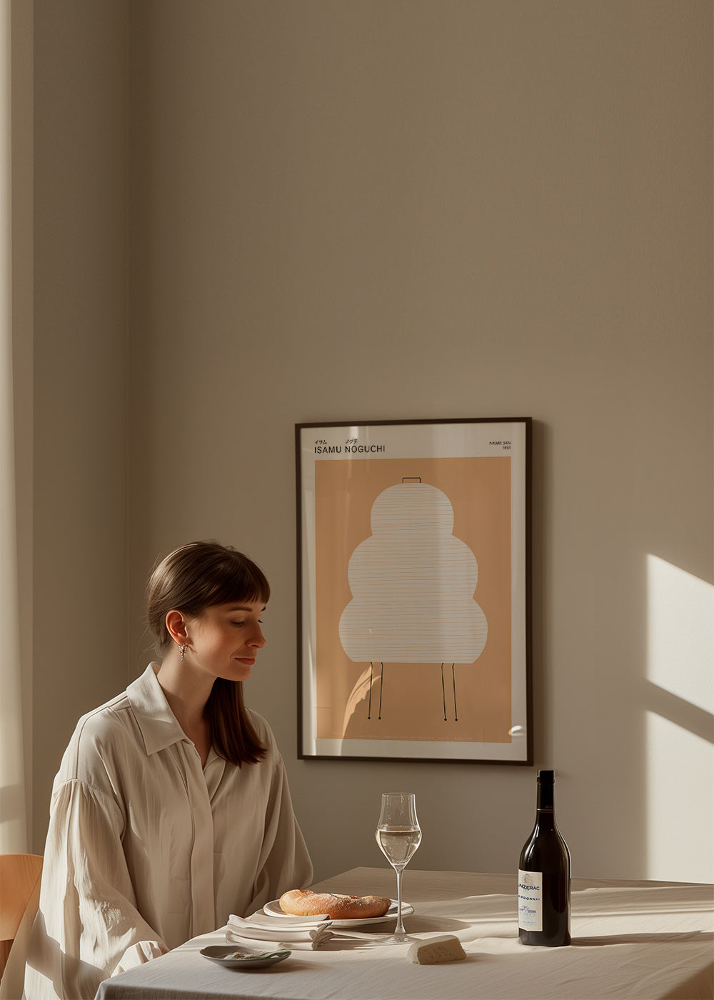 Ilustrace Noguchi Akari v minimalistických liniích