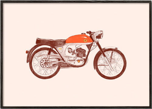 Vintage plakát červená motorka ilustrace