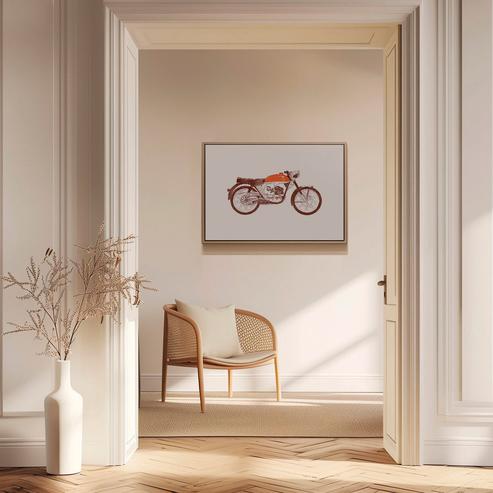Vintage plakát červená motorka ilustrace